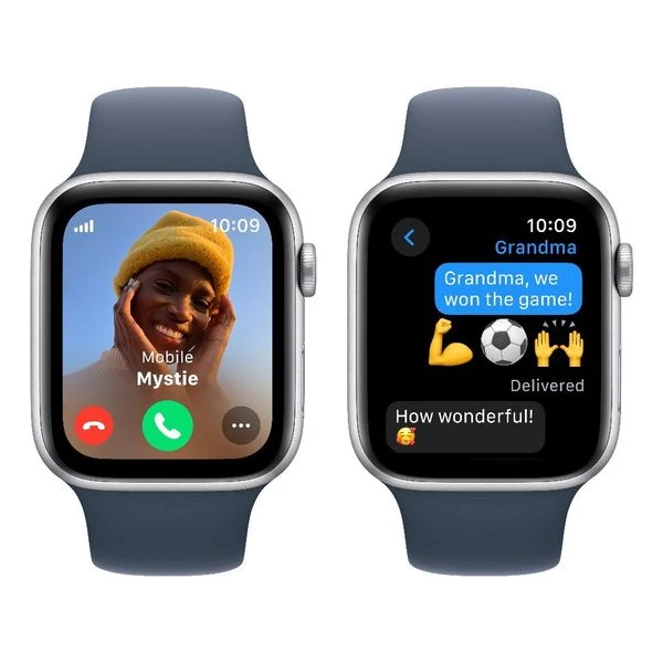 Apple Watch SE Cellular 44mm Stříbrný hliník s bouřkově modrým sportovním řemínkem M/L - Chytré hodinky - Obrázek 65C6000701