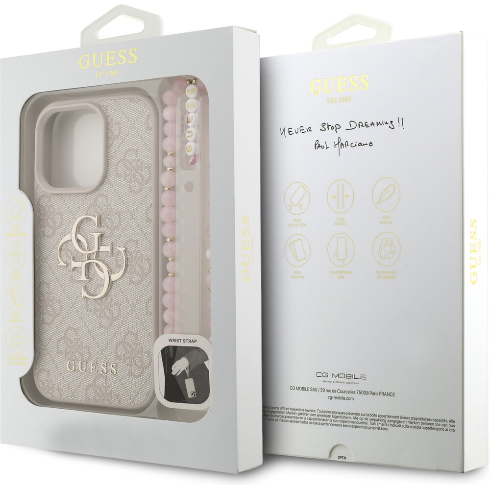 Guess-PU-4G-Metal-Logo-Strap-kryt-iPhone-16-Pro-ruzovy