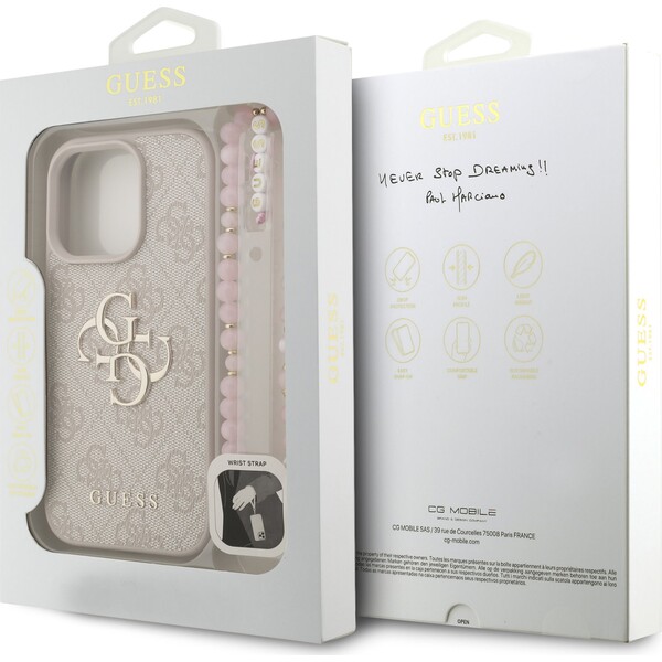 Guess-PU-4G-Metal-Logo-Strap-kryt-iPhone-16-Pro-ruzovy