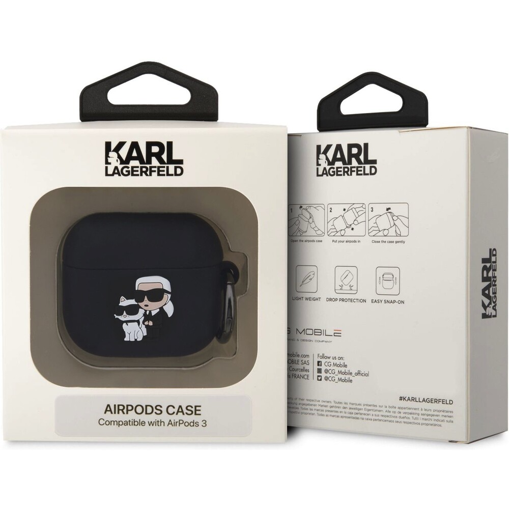Karl-Lagerfeld-3D-Logo-NFT-Karl-and-Choupette-pouzdro-AirPods-3-cerne