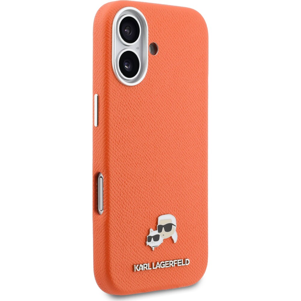 Karl-Lagerfeld-PU-Karl-and-Choupette-Heads-Pins-MagSafe-kryt-iPhone-17-oranzovy