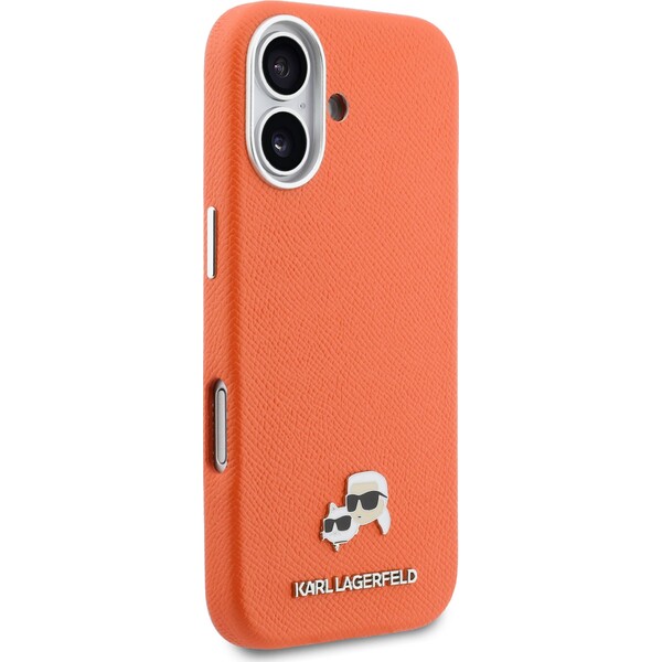 Karl-Lagerfeld-PU-Karl-and-Choupette-Heads-Pins-MagSafe-kryt-iPhone-17-oranzovy
