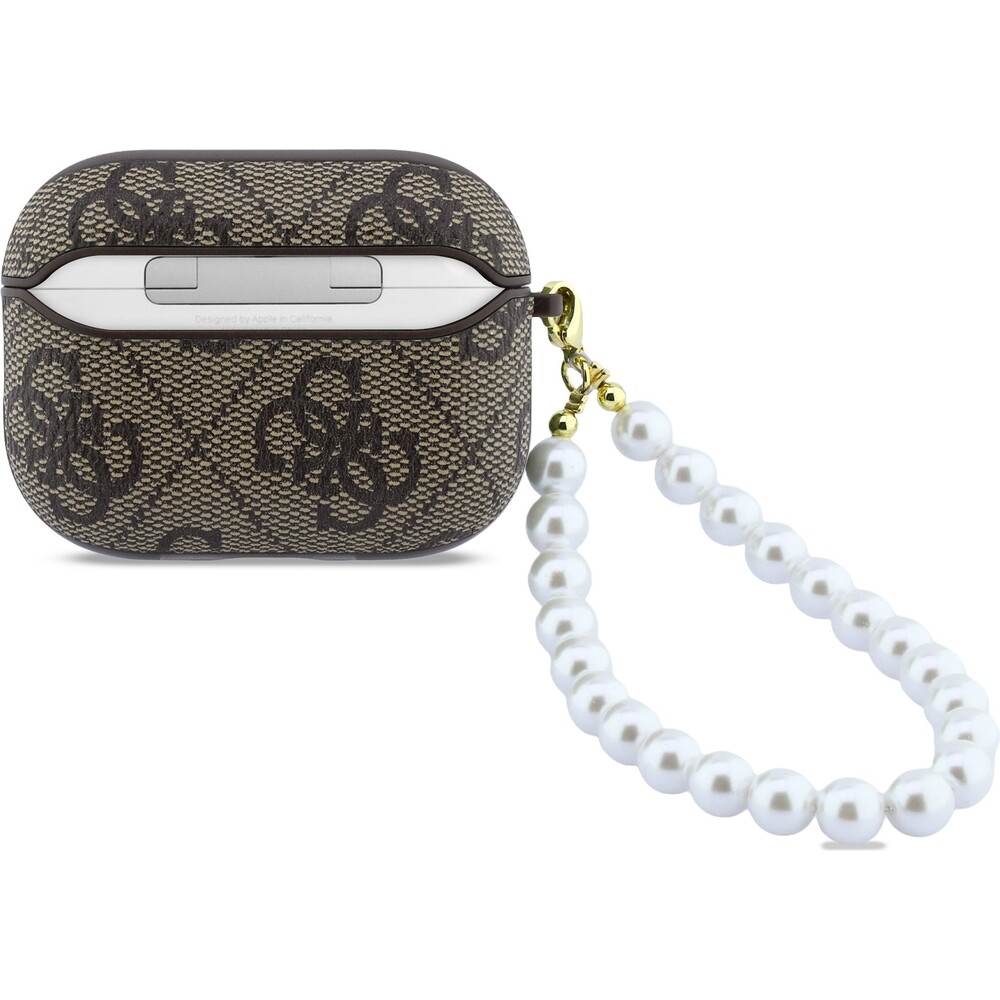 Guess-PU-4G-Classic-Logo-Pearl-Strap-pouzdro-AirPods-Pro-3-hnede