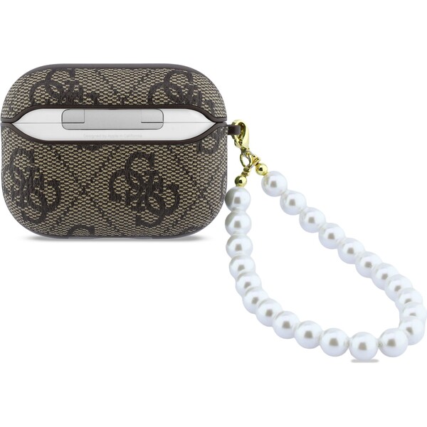 Guess-PU-4G-Classic-Logo-Pearl-Strap-pouzdro-AirPods-Pro-3-hnede