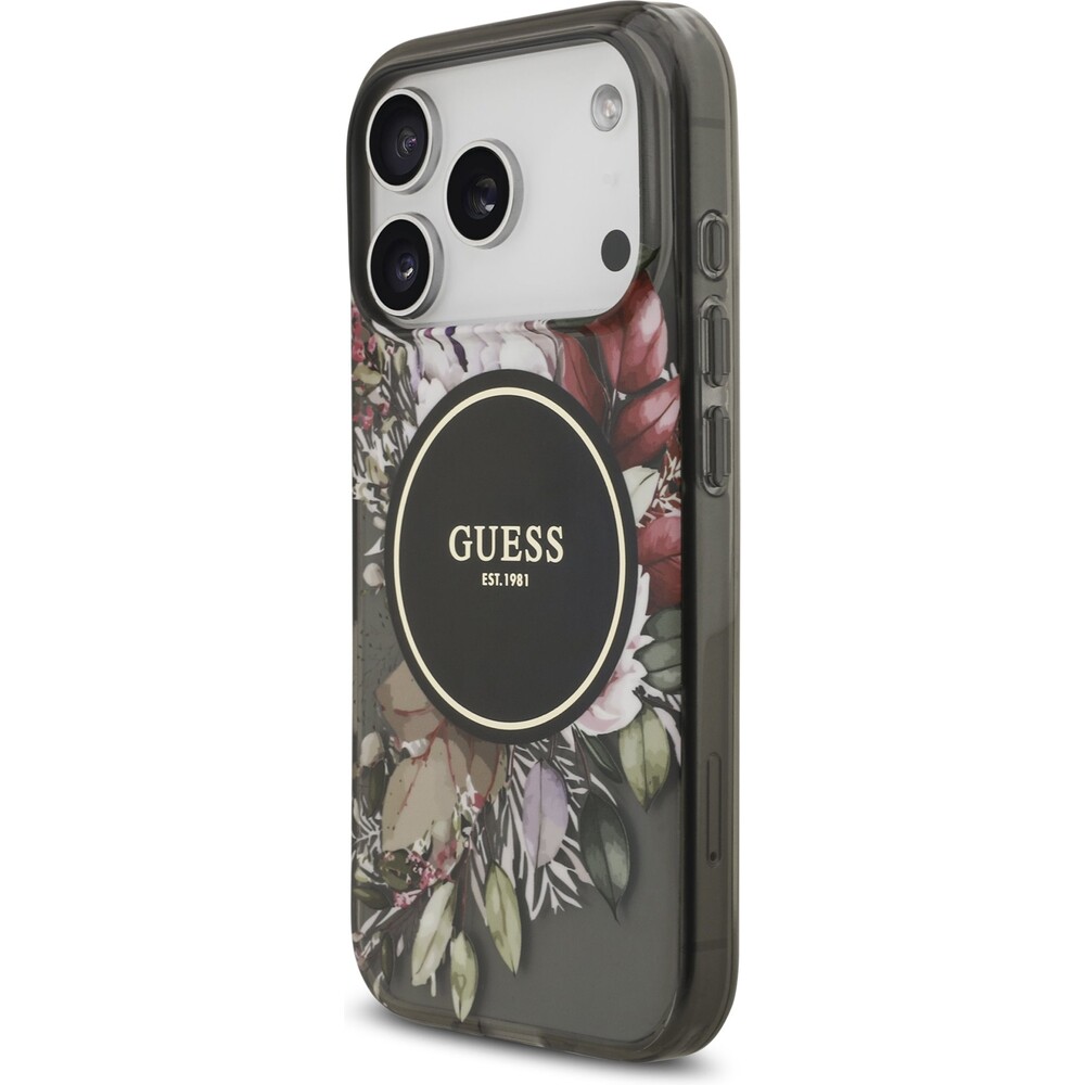 Guess-IML-Flowers-Strap-MagSafe-kryt-iPhone-17-Pro-cerny