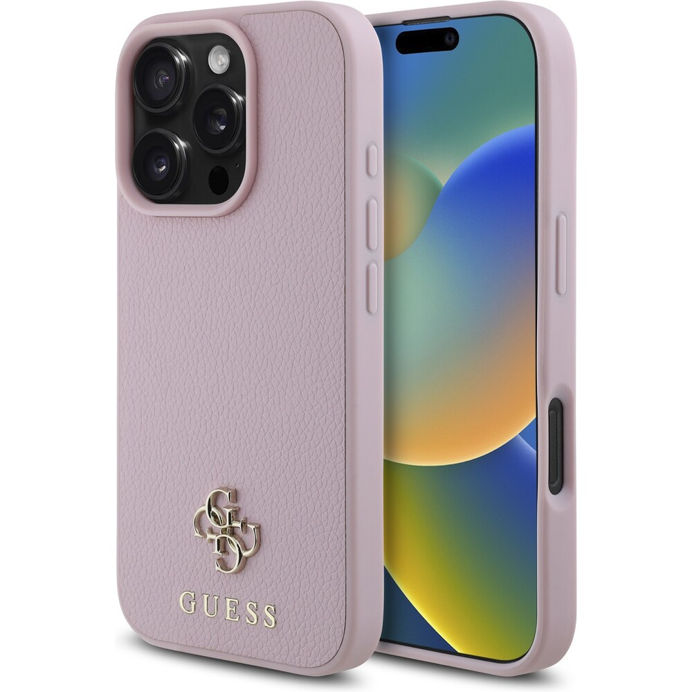 Guess-PU-Grained-4G-Small-Metal-Logo-MagSafe-kryt-iPhone-16-Pro-Max-ruzovy