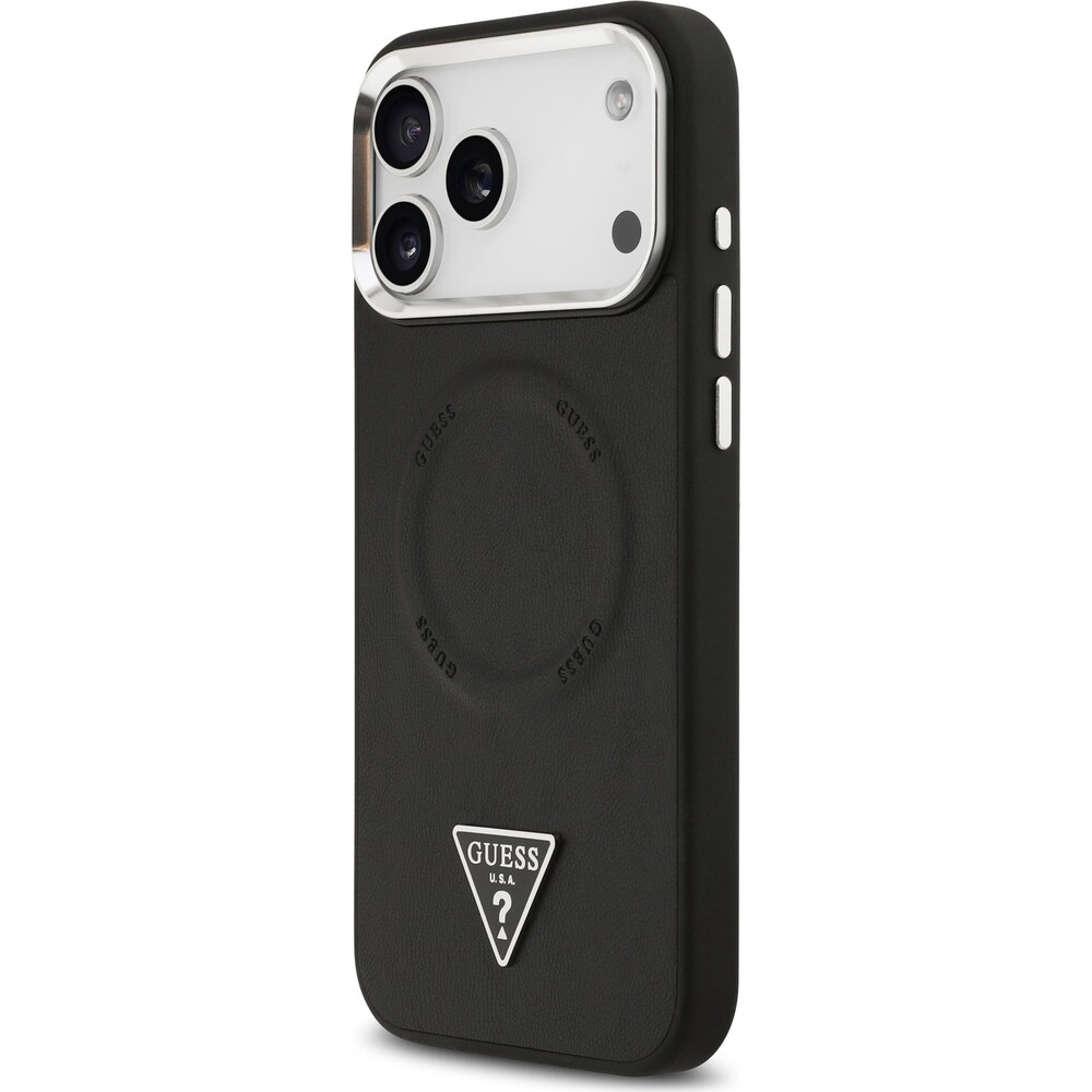 Guess-PU-Leather-Triangle-Logo-MagSafe-kryt-iPhone-17-Pro-cerny