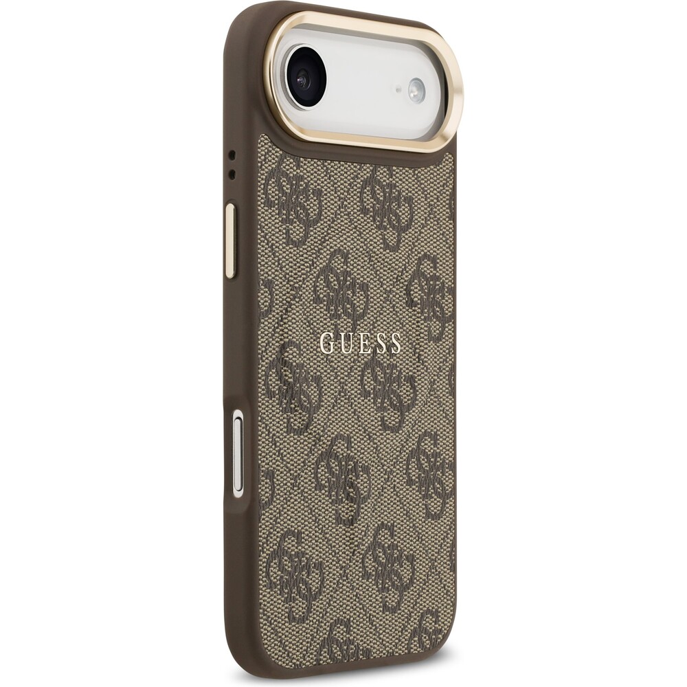 Guess-PU-Leather-4G-Gold-Frame-MagSafe-kryt-iPhone-Air-hnedy