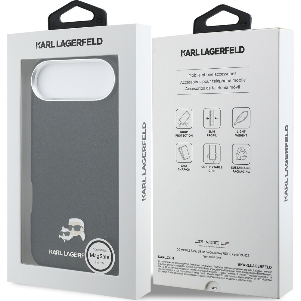 Karl-Lagerfeld-PU-Karl-and-Choupette-Heads-Pins-MagSafe-kryt-iPhone-Air-cerny