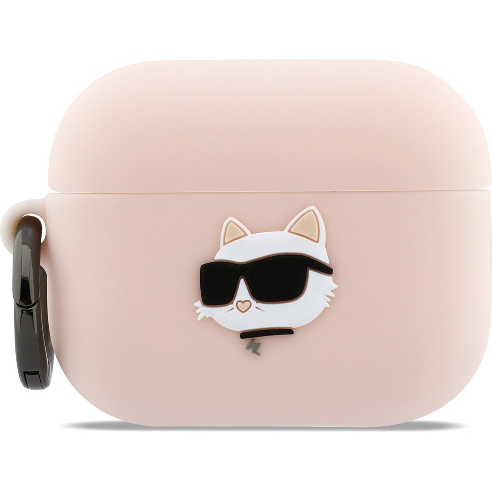 Karl-Lagerfeld-3D-Logo-NFT-Choupette-Head-silikonove-pouzdro-pro-AirPods-Pro-3-ruzove