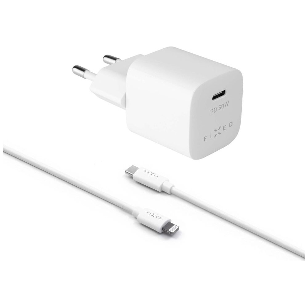 FIXED-Mini-set-sitove-nabijecky-s-USB-C-vystupem-a-USB-C-Lightning-kabelu-podpora-PD-1-2-metr-MFI