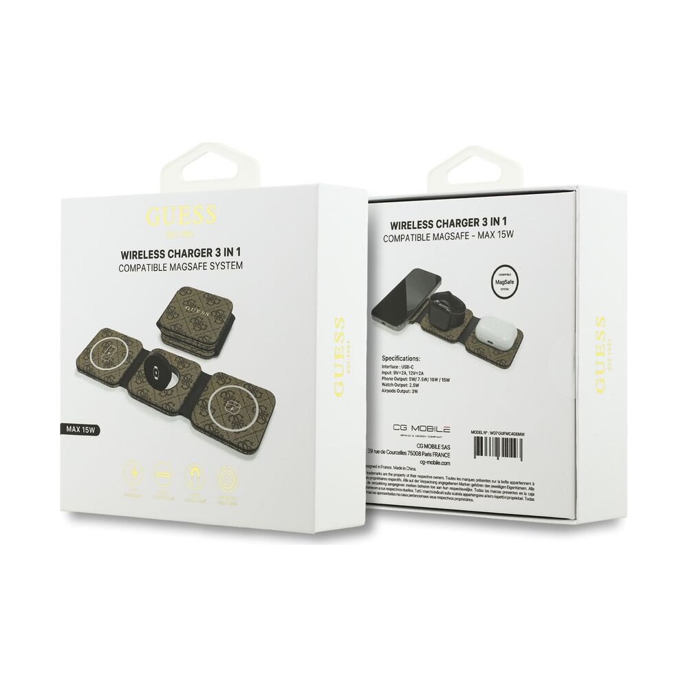 Guess-PU-4G-MagSafe-bezdratova-nabijecka-3v1-hneda