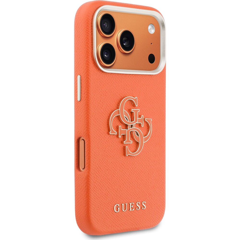 Guess-PU-Resin-Logo-kryt-iPhone-17-Pro-oranzovy