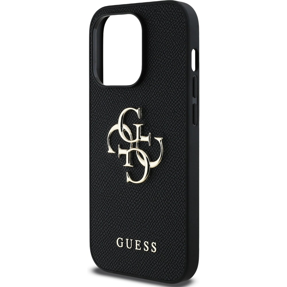 Guess-PU-Grained-4G-Metal-Logo-kryt-iPhone-14-Pro-cerny