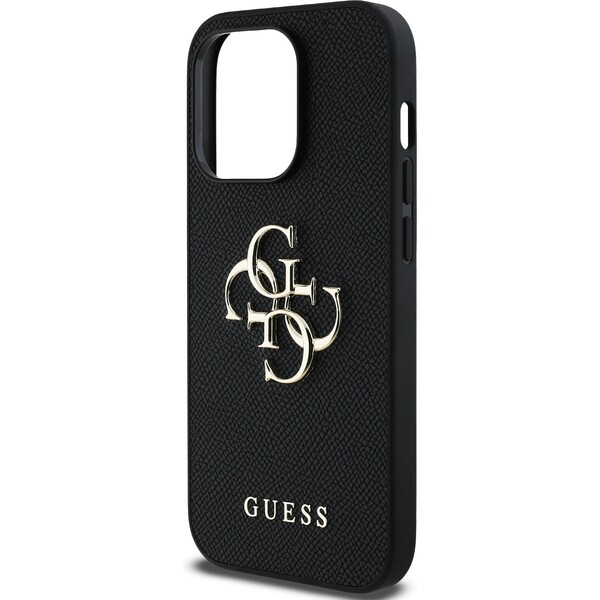 Guess-PU-Grained-4G-Metal-Logo-kryt-iPhone-14-Pro-cerny