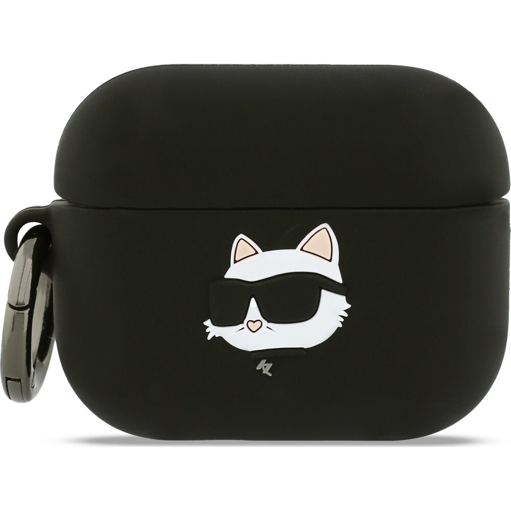 Karl-Lagerfeld-3D-Logo-NFT-Choupette-Head-silikonove-pouzdro-pro-AirPods-Pro-3-cerne