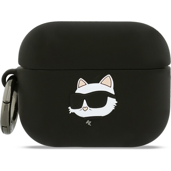 Karl-Lagerfeld-3D-Logo-NFT-Choupette-Head-silikonove-pouzdro-pro-AirPods-Pro-3-cerne