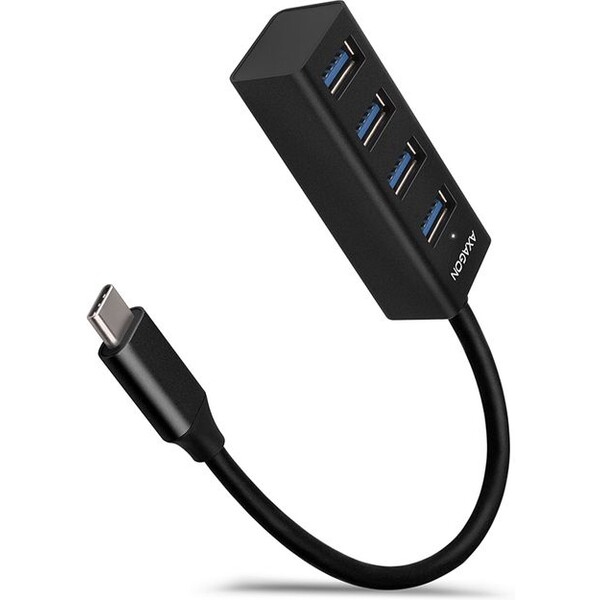 AXAGON-HUEM1C-4x-USB-3-2-Gen-1-MINI-hub-kovovy-kabel-USBC-20cm
