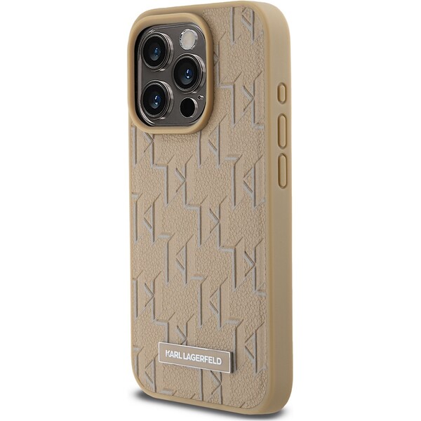 Karl-Lagerfeld-PU-Leather-Monogram-Metal-Logo-MagSafe-zadni-kryt-iPhone-14-Pro-Max-bezovy