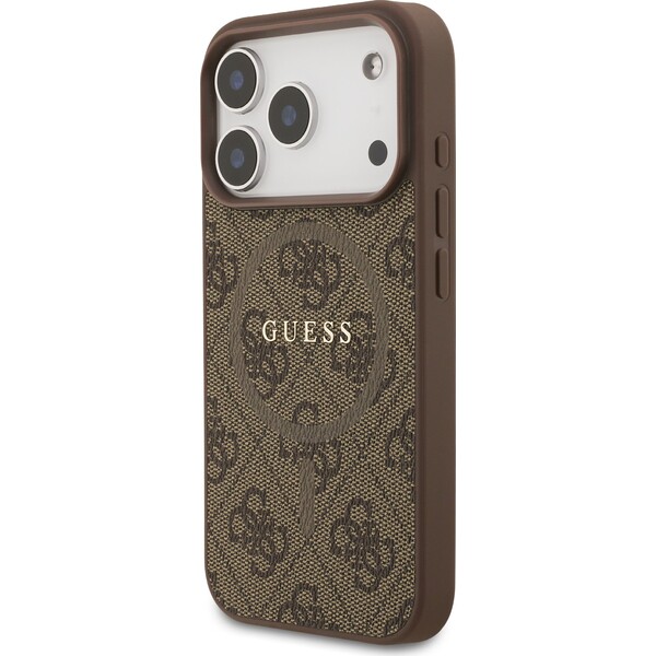 Guess-PU-Leather-4G-Colored-Ring-MagSafe-Zadni-Kryt-pro-iPhone-17-Pro-hnedy
