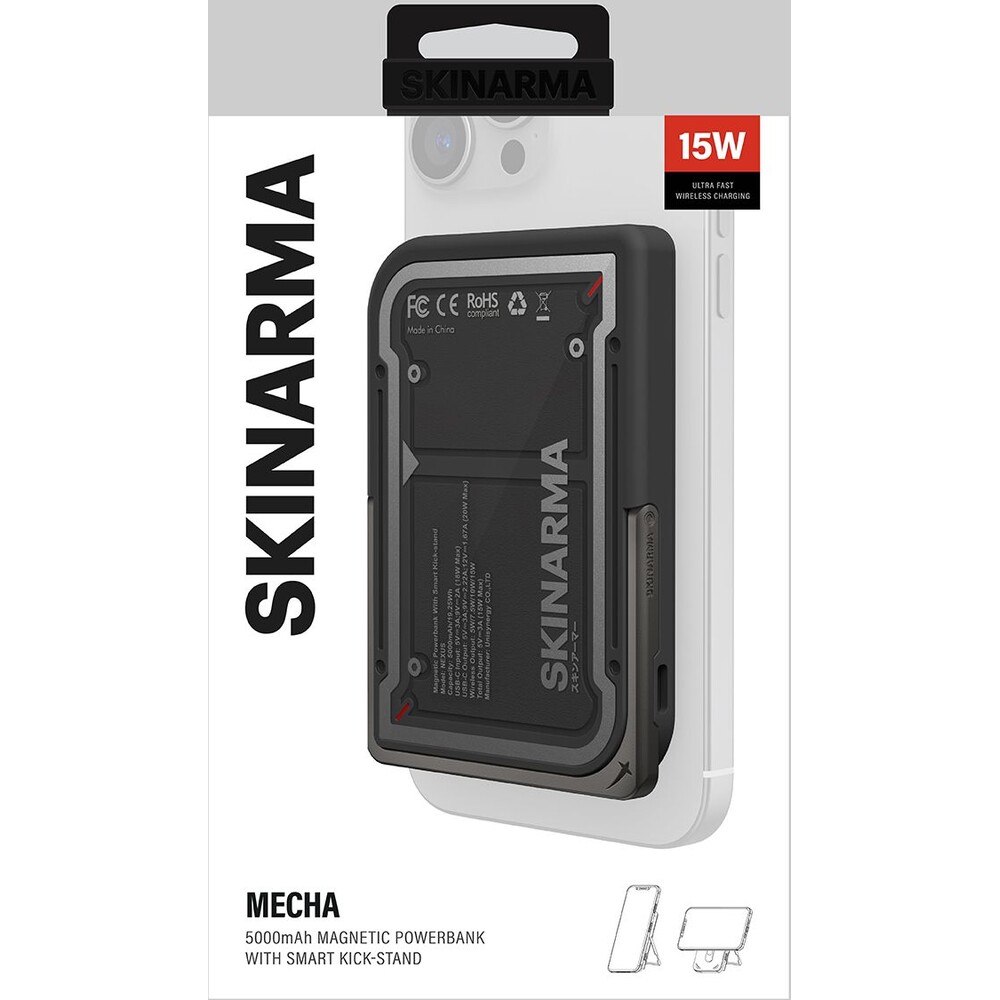SKINARMA-Nexus-Mecha-MagSafe-powerbanka-se-stojankem-USB-C-PD-5000-mah-cerna