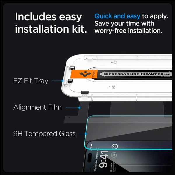 Spigen Glass tR EZ Fit 2 Pack tvrzené sklo iPhone 15 Pro Max čiré - Ochranné folie a skla - Obrázek 6CZ8000601