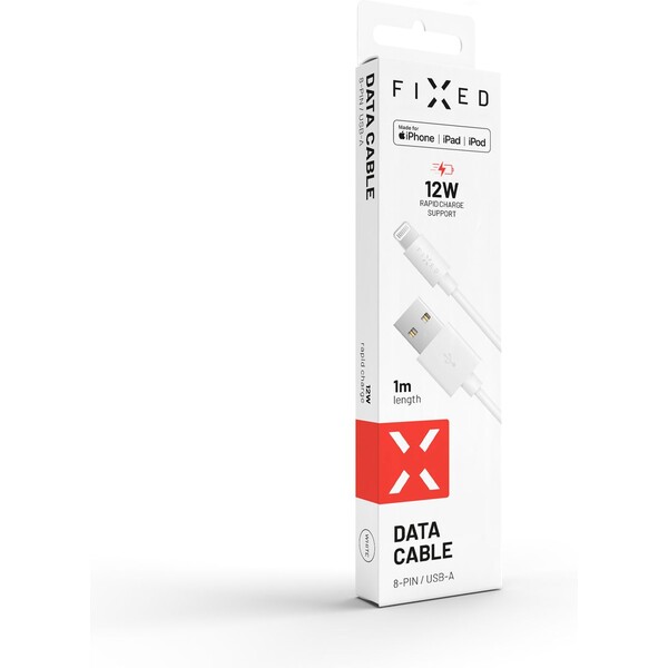 FIXED-Rapid-Charge-USB-A-Lightning-napajeci-kabel-12W-1m-bily