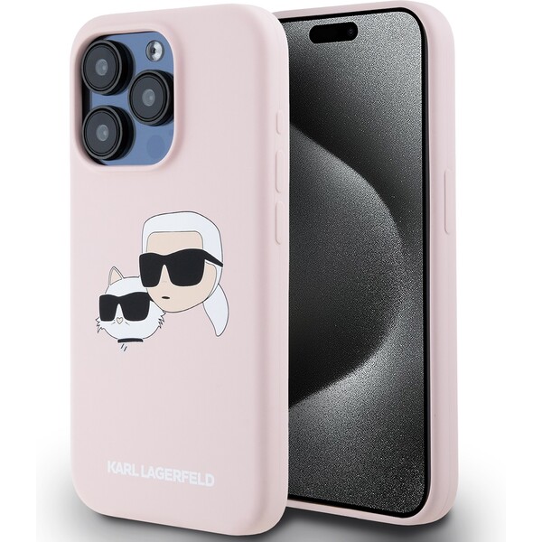 Karl-Lagerfeld-Liquid-Silicone-Double-Heads-Magsafe-zadni-kryt-iPhone-15-Pro-ruzovy
