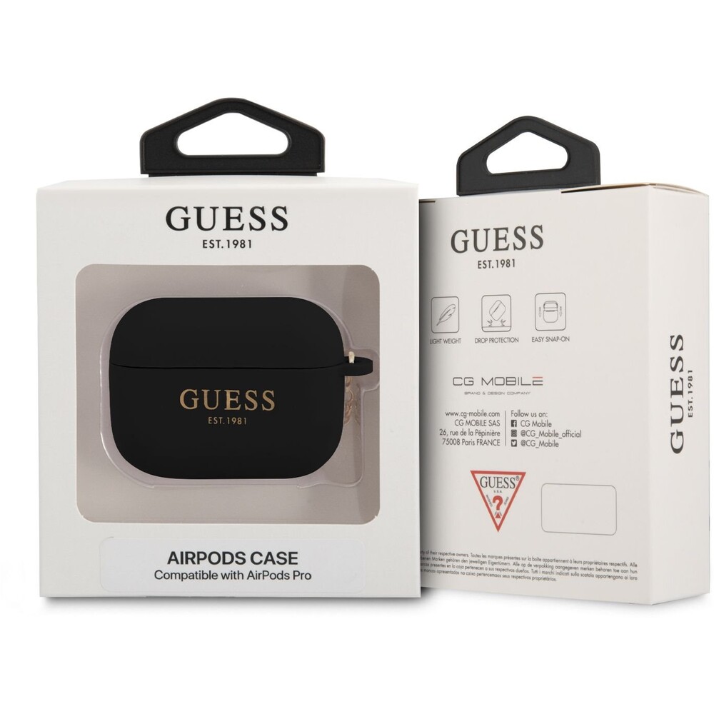 Guess-4G-Charm-Silikonove-Pouzdro-pro-Airpods-Pro-cerne