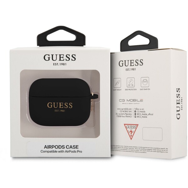 Guess-4G-Charm-Silikonove-Pouzdro-pro-Airpods-Pro-cerne