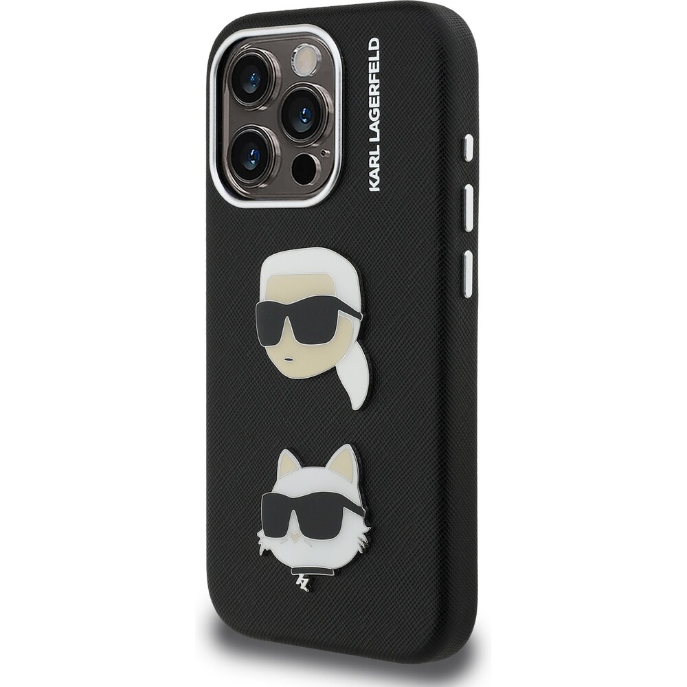 Karl-Lagerfeld-Grained-PU-K-CH-Heads-kryt-iPhone-15-Pro-cerny
