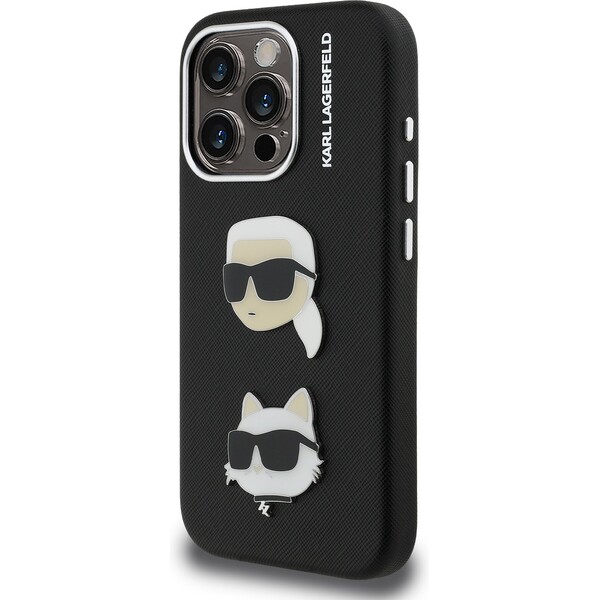 Karl-Lagerfeld-Grained-PU-K-CH-Heads-kryt-iPhone-15-Pro-cerny