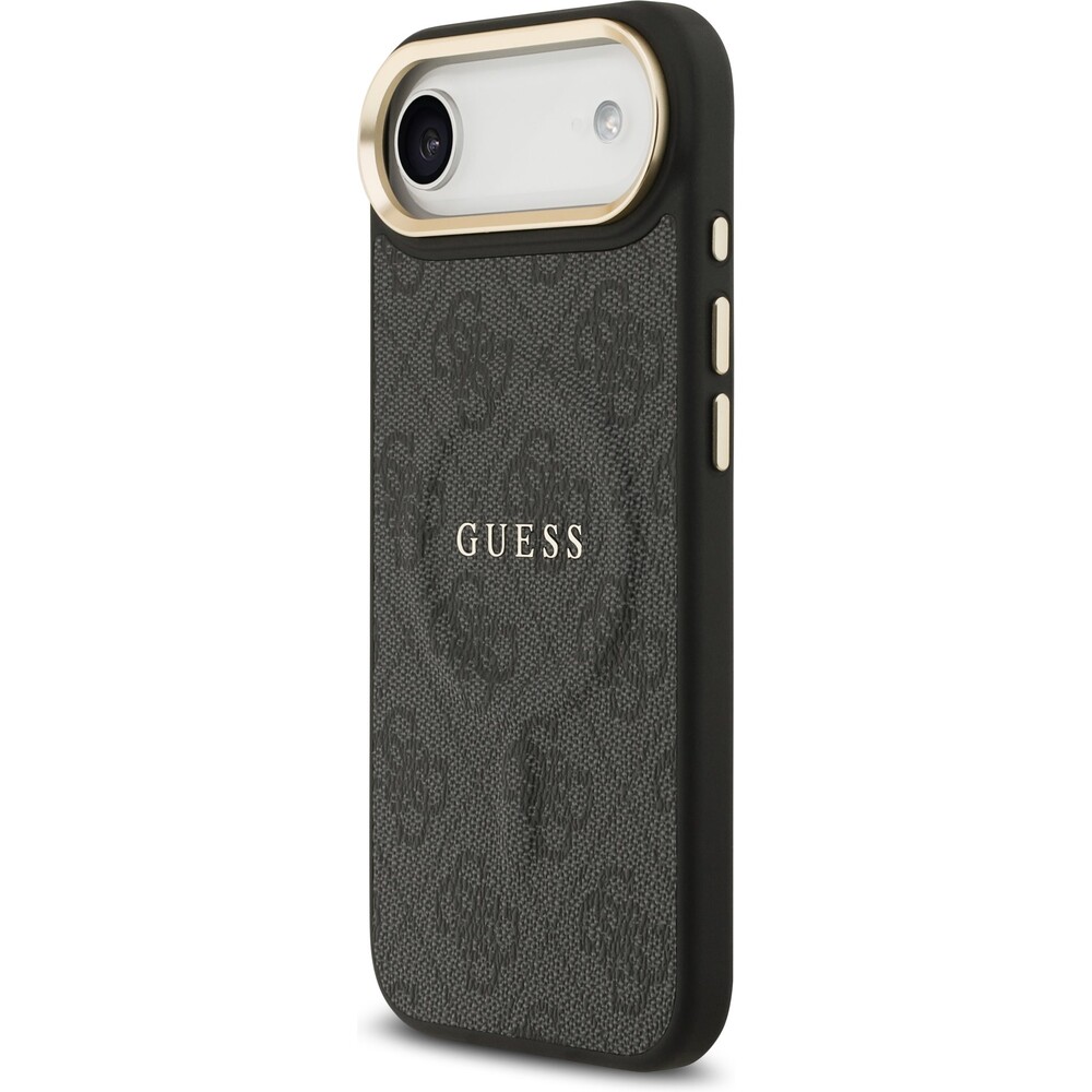 Guess-PU-Leather-4G-Gold-Frame-MagSafe-kryt-iPhone-Air-cerny