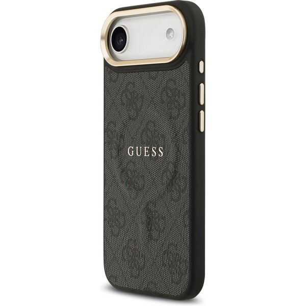 Guess-PU-Leather-4G-Gold-Frame-MagSafe-kryt-iPhone-Air-cerny