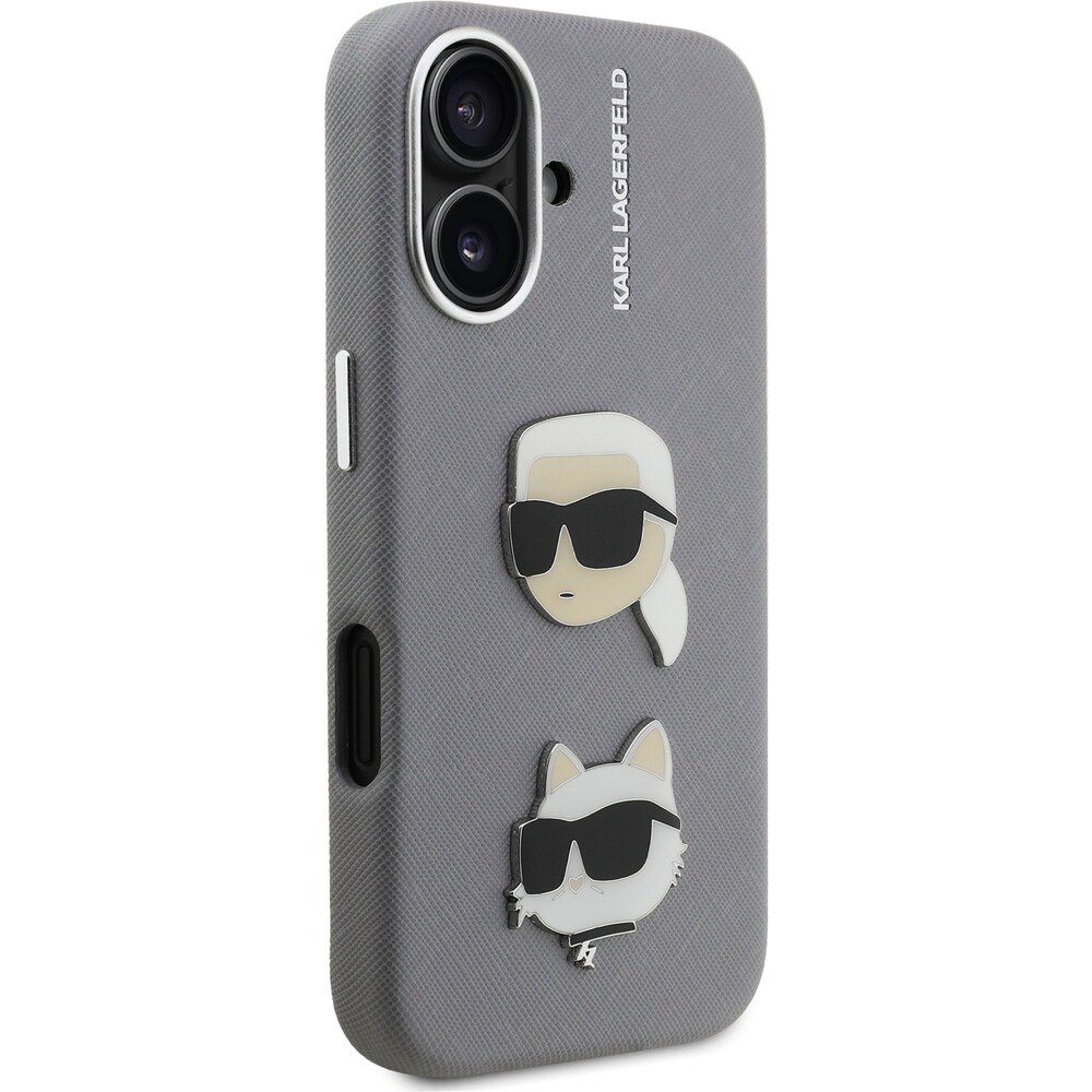 Karl-Lagerfeld-Grained-PU-K-CH-Heads-kryt-iPhone-16-sedy