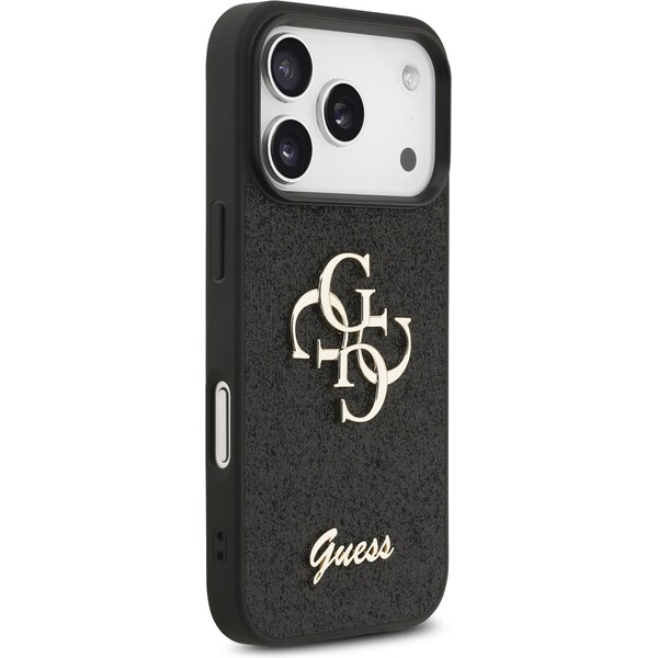 Guess-PU-Fixed-Glitter-4G-Metal-Logo-kryt-iPhone-17-Pro-cerny
