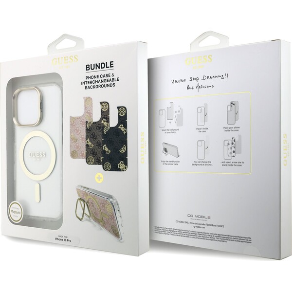 Guess-PC-TPU-Electroplated-Stand-Camera-Frame-MagSafe-kryt-s-vymenitelnym-pozadim-iPhone-16-Pro