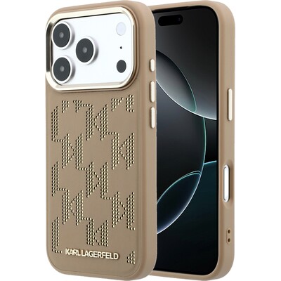Karl Lagerfeld PU Perforated Monogram MagSafe kryt iPhone 17 Pro Max béžový