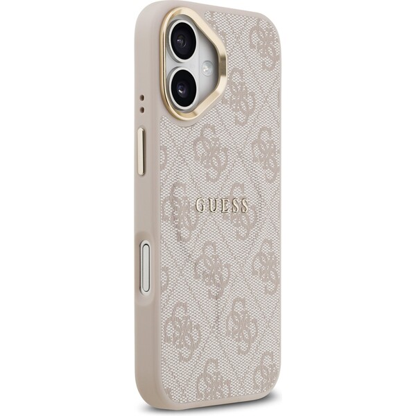 Guess-PU-Leather-4G-Gold-Frame-MagSafe-kryt-iPhone-17-ruzovy