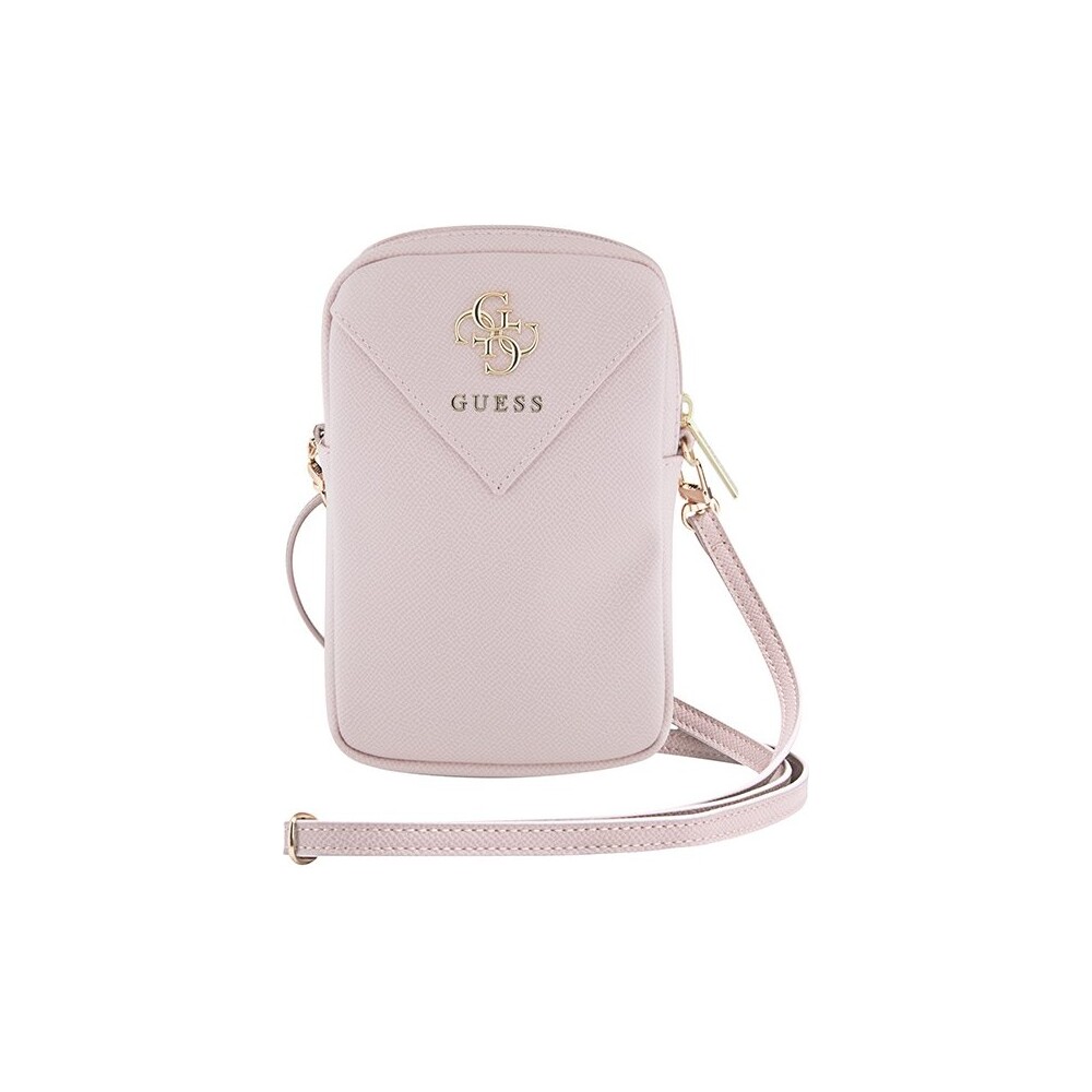 Guess-PU-Grained-4G-Metal-Logo-taska-na-telefon-se-zipem-ruzova