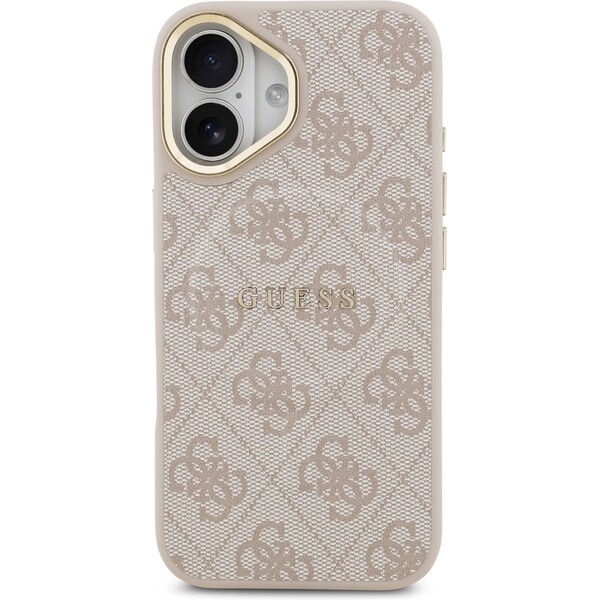 Guess-PU-Leather-4G-Gold-Frame-MagSafe-kryt-iPhone-17-ruzovy
