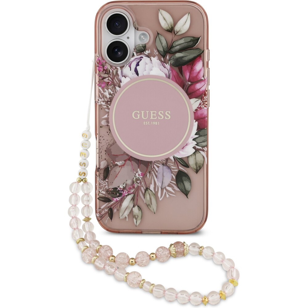 Guess-IML-Flowers-Strap-MagSafe-kryt-iPhone-17-ruzovy