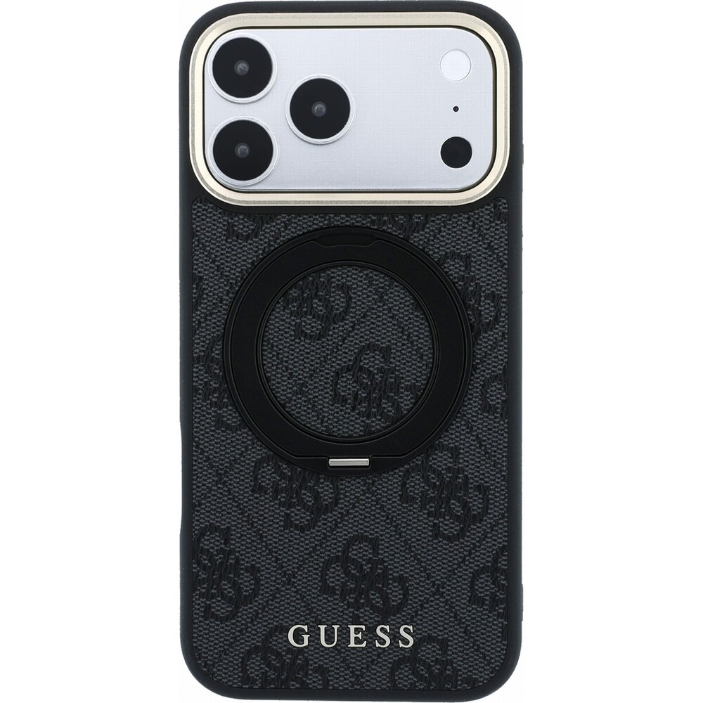 Guess-PU-4G-Ring-Stand-MagSafe-kryt-iPhone-18-Pro-cerny