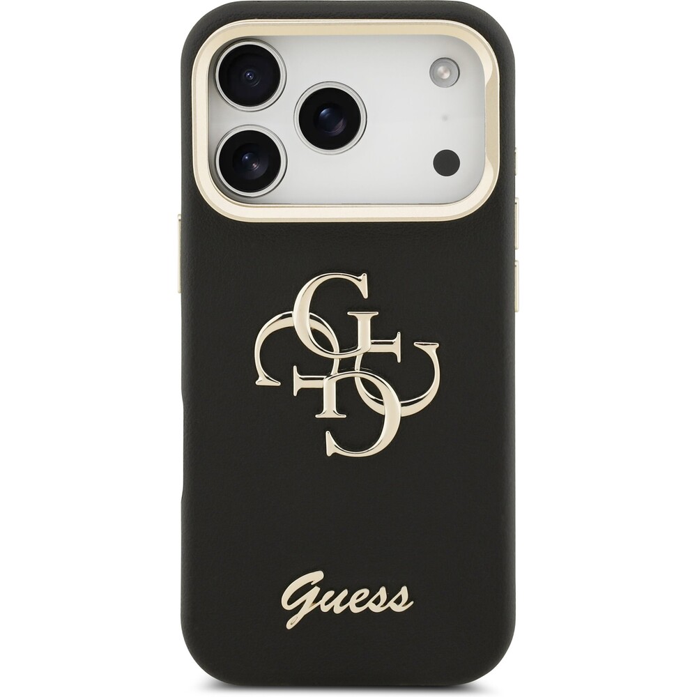 Guess-PU-Grained-4G-Logo-Stand-Camera-Frame-kryt-iPhone-17-Pro-cerny