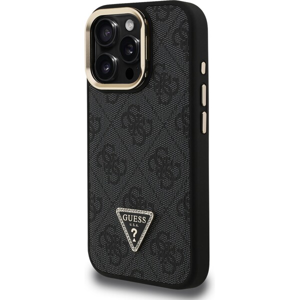 Guess-PU-4G-Strass-Triangle-Logo-Stand-Camera-Frame-MagSafe-kryt-iPhone-15-Pro-Max-cerny