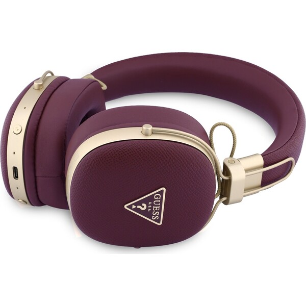 Guess-PU-Grained-Triangle-Gold-Metal-Logo-ENC-bezdratova-sluchatka-vinova
