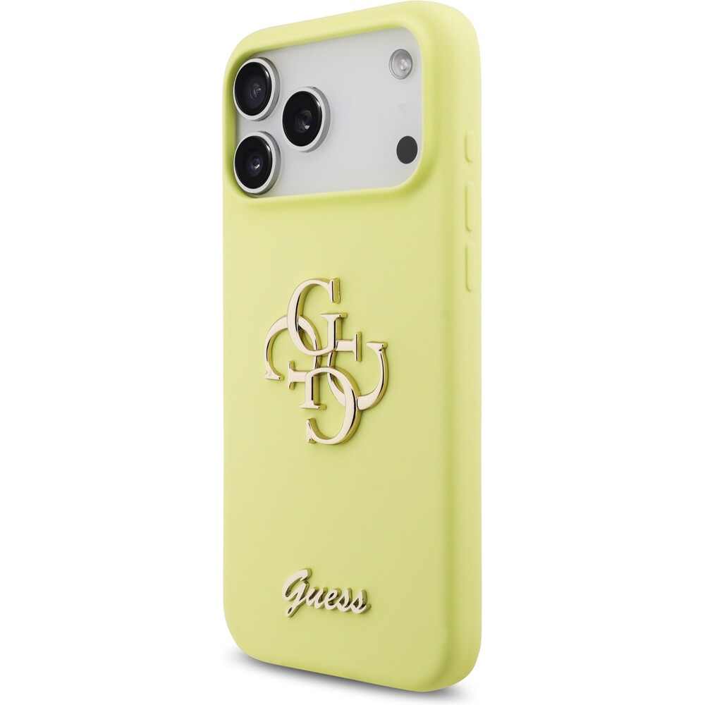 Guess-Liquid-Silicone-4G-Metal-Logo-kryt-iPhone-17-Pro-Max-zluty