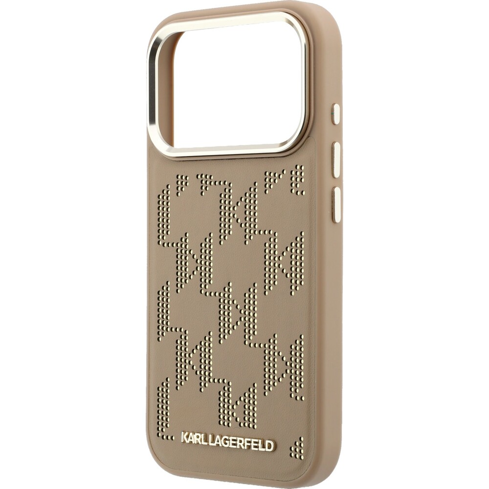 Karl-Lagerfeld-PU-Perforated-Monogram-MagSafe-kryt-iPhone-17-Pro-bezovy