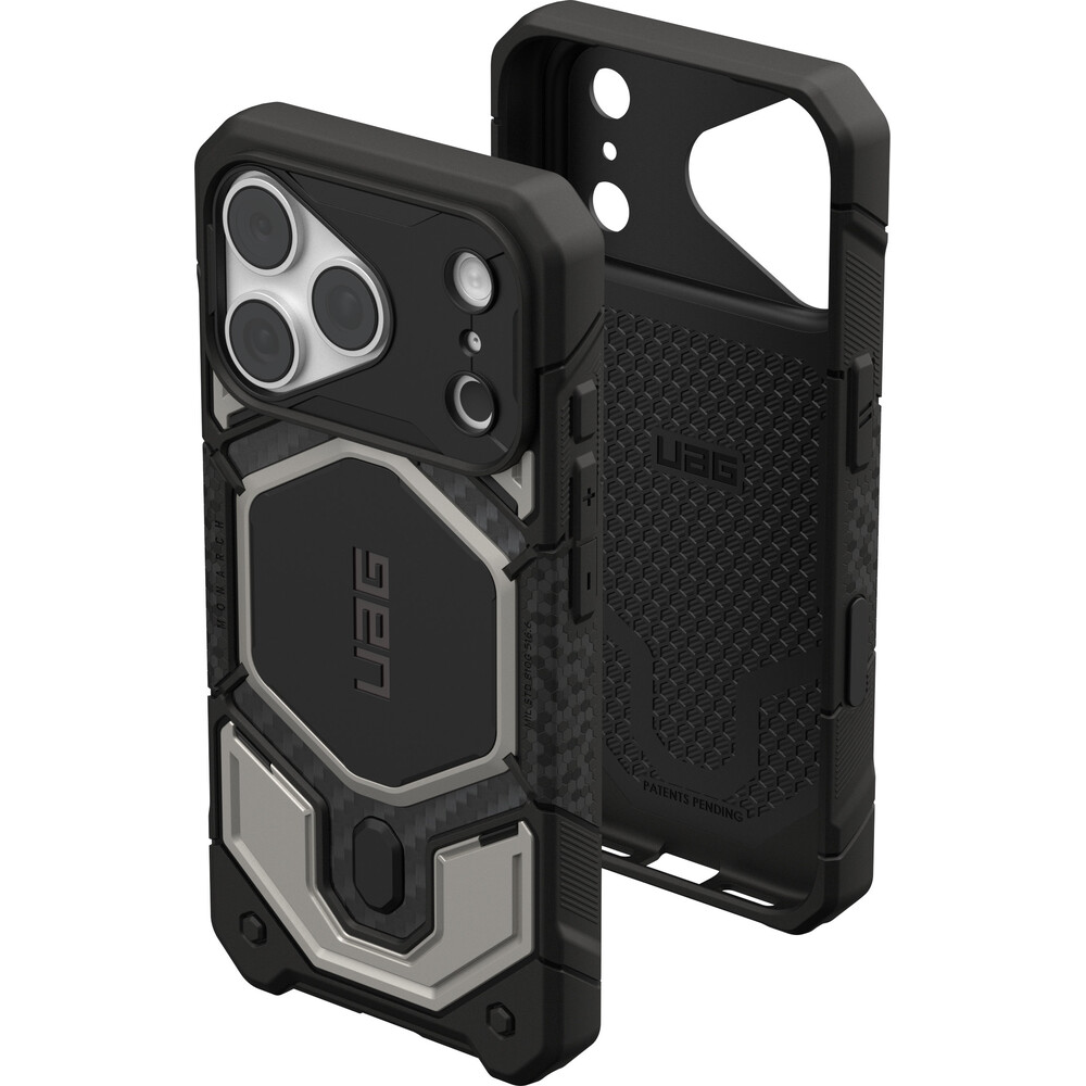 UAG-Monarch-Pro-MagSafe-Titanium-kryt-iPhone-18-Pro-17-Pro-stribrny