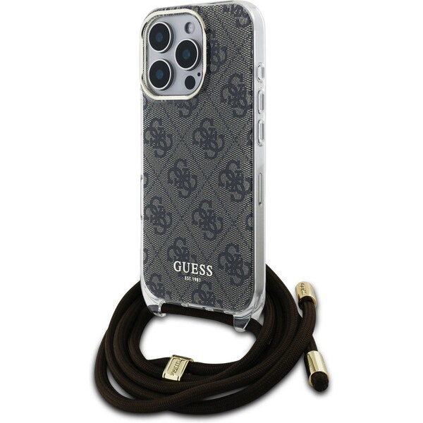 Guess-IML-4G-Printed-Crossbody-Popruh-kryt-iPhone-16-Pro-hnedy